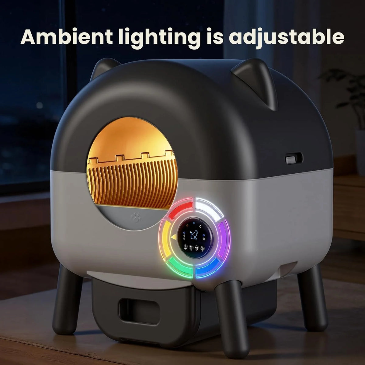 Arenero Autolimpiante 76L con Sensores de Seguridad y Luces Nocturnas