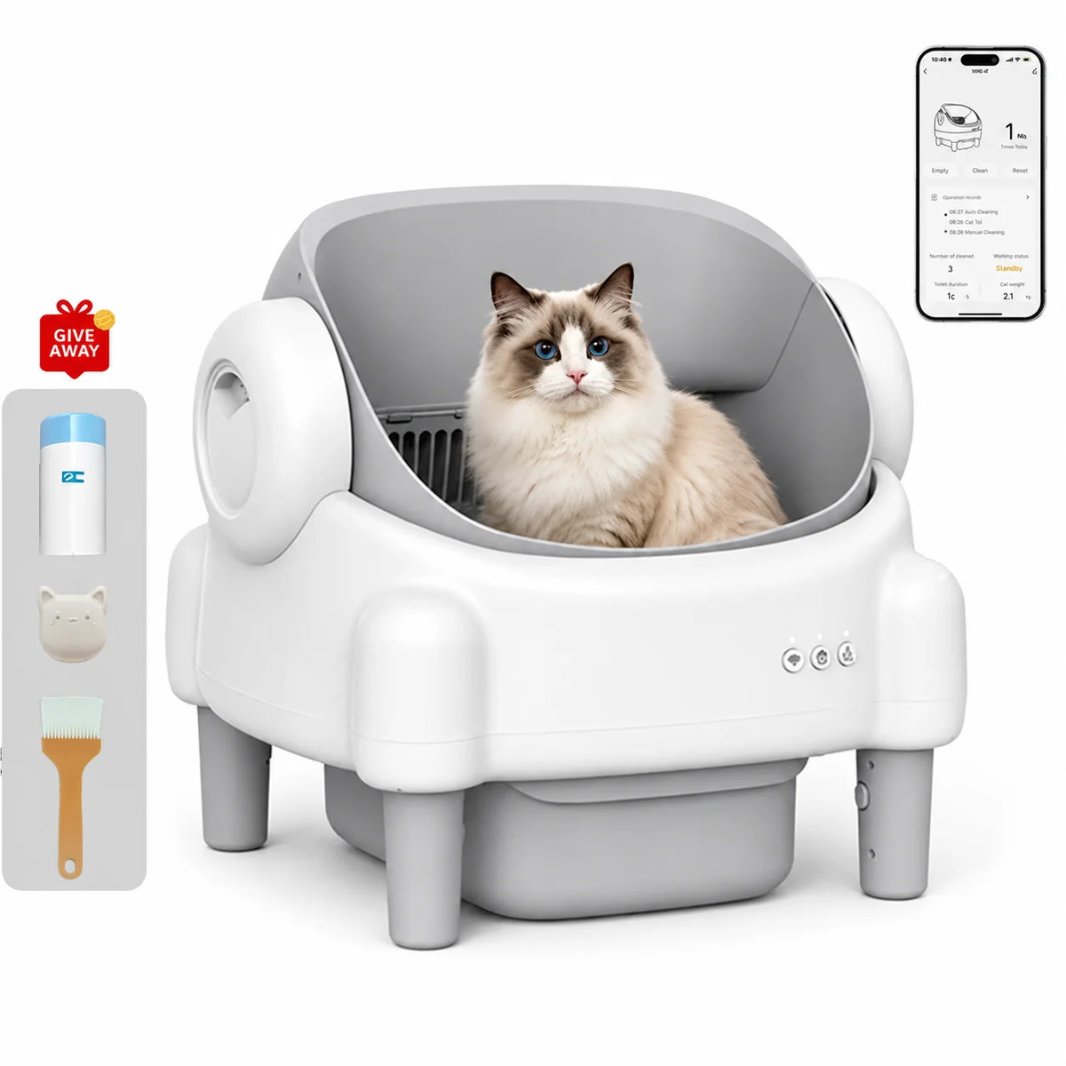 Arenero Eléctrico Autolimpiante para Gatos, WiFi y App