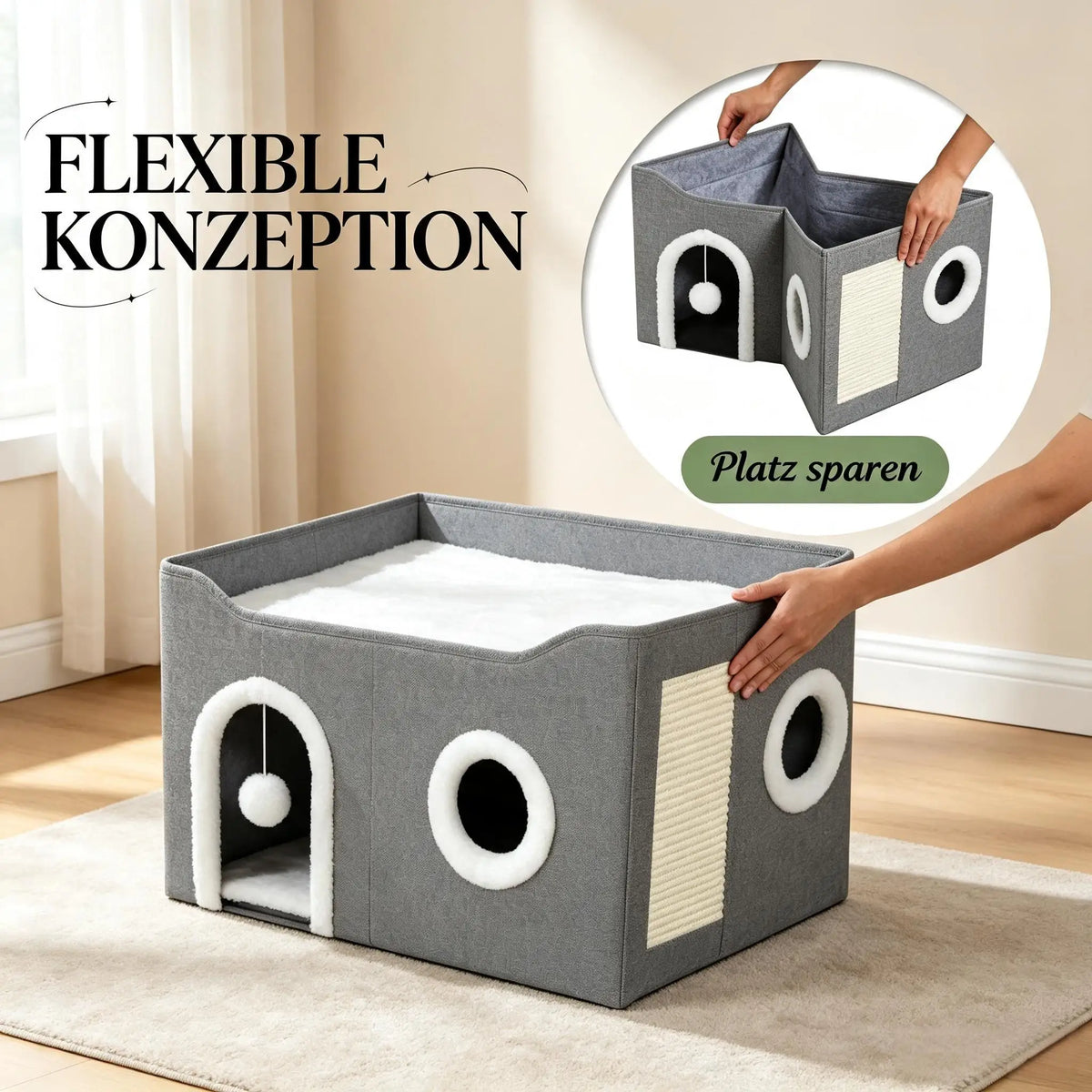 Cueva Cama para Gatos con Rascador Integrado