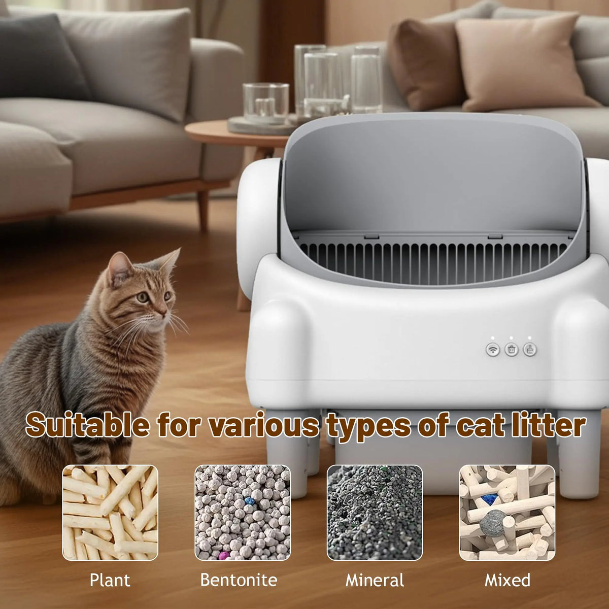 Arenero Eléctrico Autolimpiante para Gatos, WiFi y App