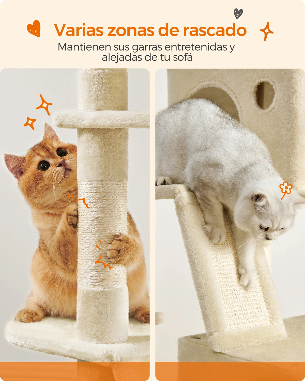 Rascador Feandrea para Gatos, 206 cm, Multinivel