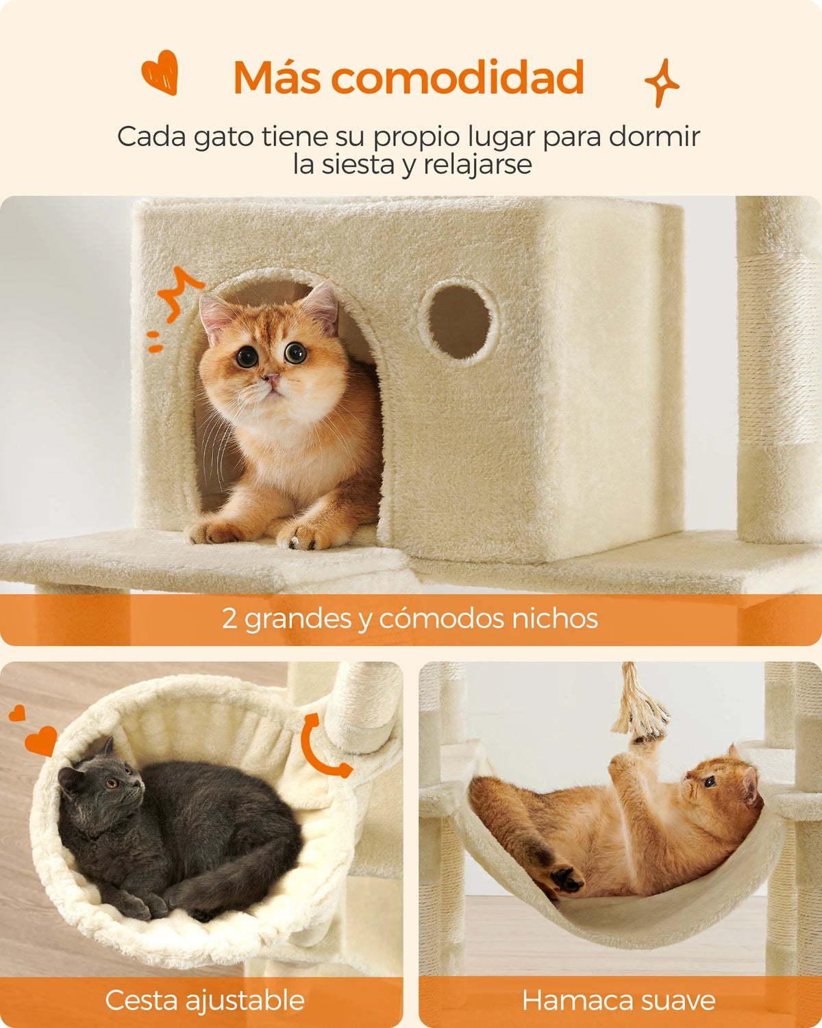 Rascador Feandrea para Gatos, 206 cm, Multinivel