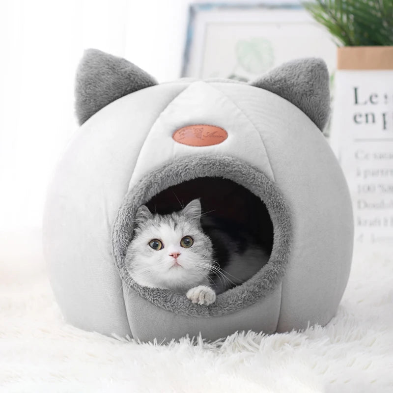 Cueva Cama de Invierno para Gatos, Extraíble y Cálida