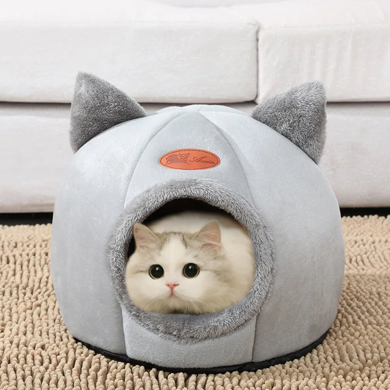 Cueva Cama de Invierno para Gatos, Extraíble y Cálida