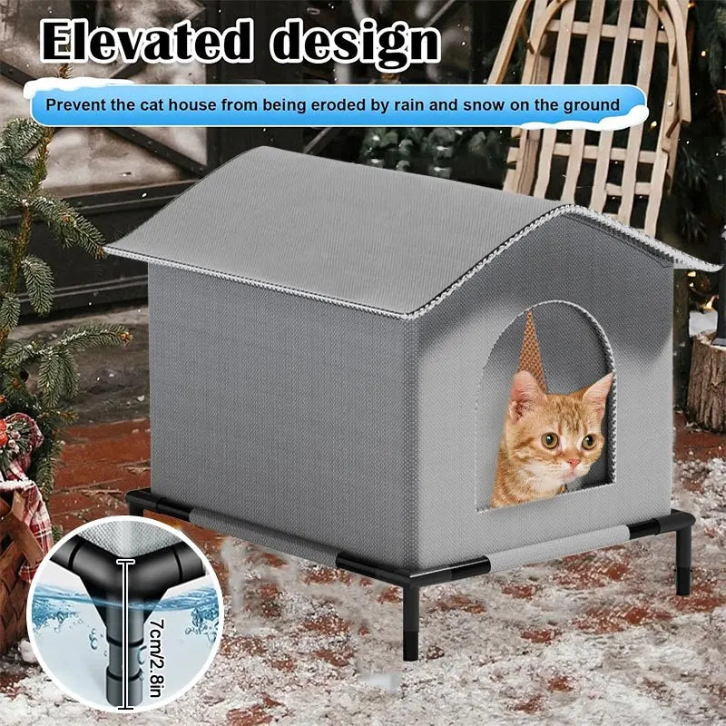 Caseta Impermeable Plegable para Gatos de Exterior