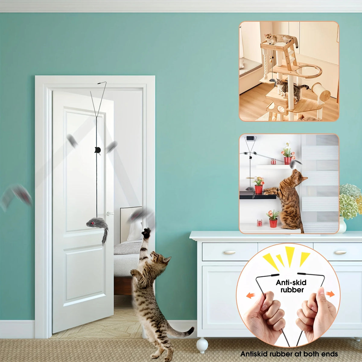 Juguete Raton Colgante Interactivo para Gatos, en Puerta