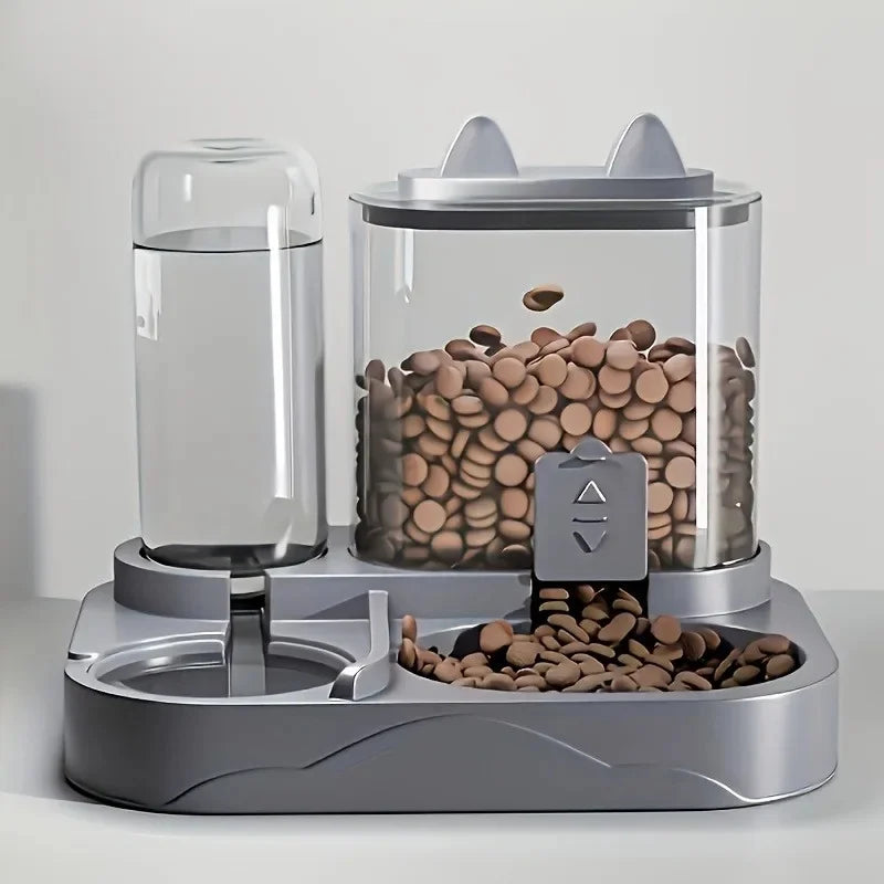 Comedero Automático 2 en 1 para Gatos, Sin Pilas