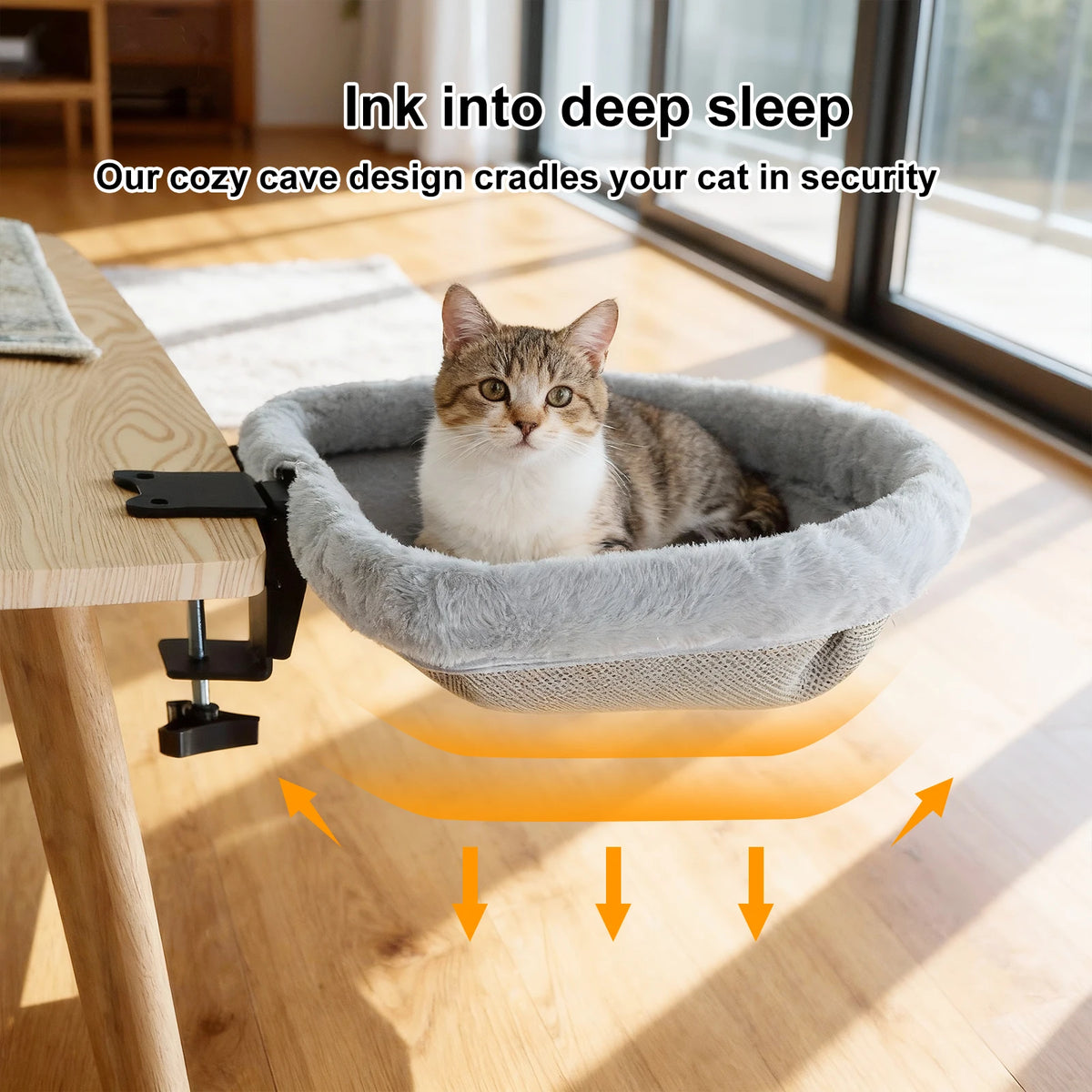 Cama de Escritorio para Gatos, Plegable con Un Clic
