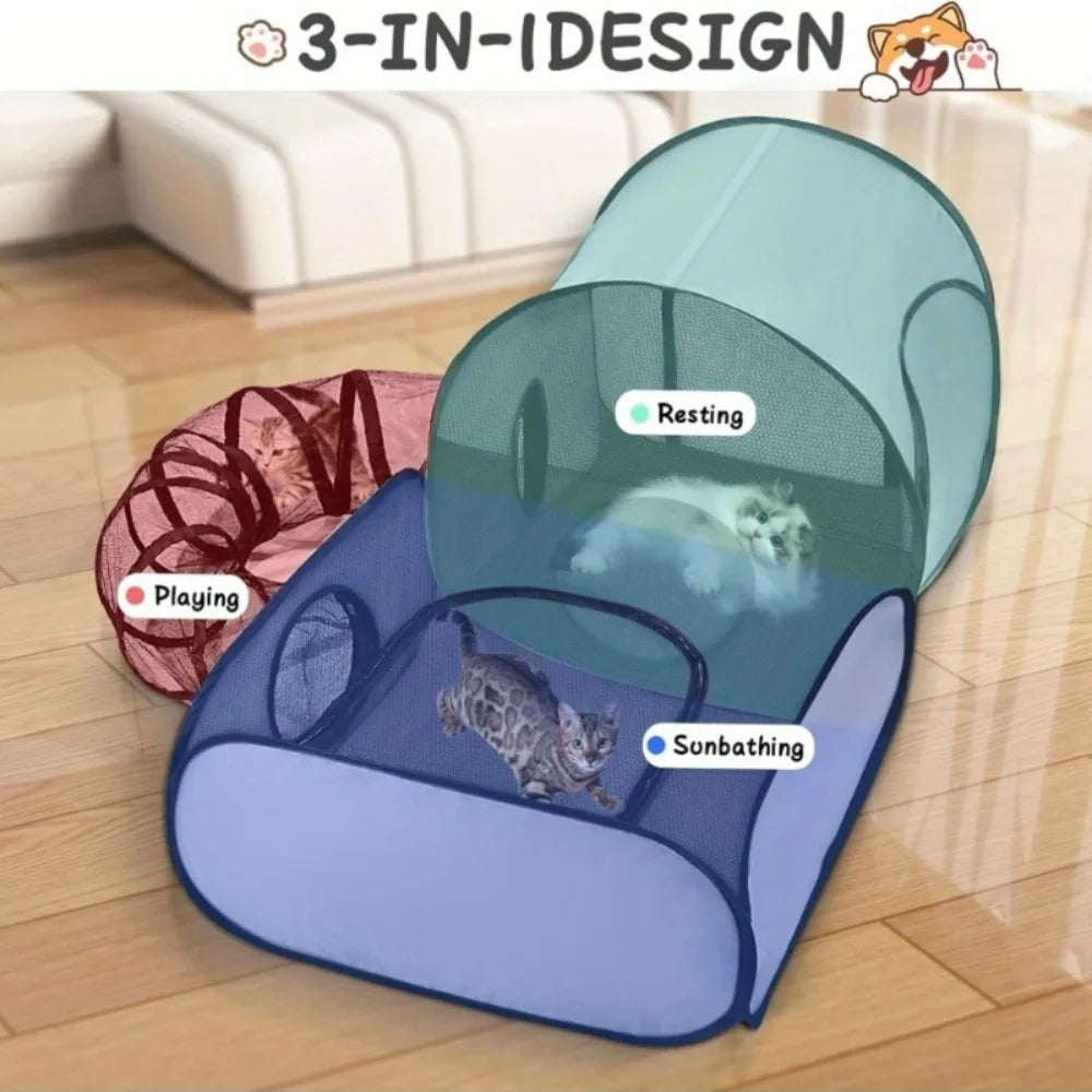 Tienda Plegable para Gatos con Tunel