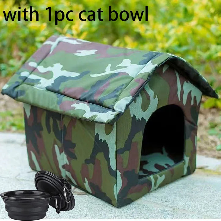 Caseta Plegable de Exterior para Gatos, Resistente al Frío