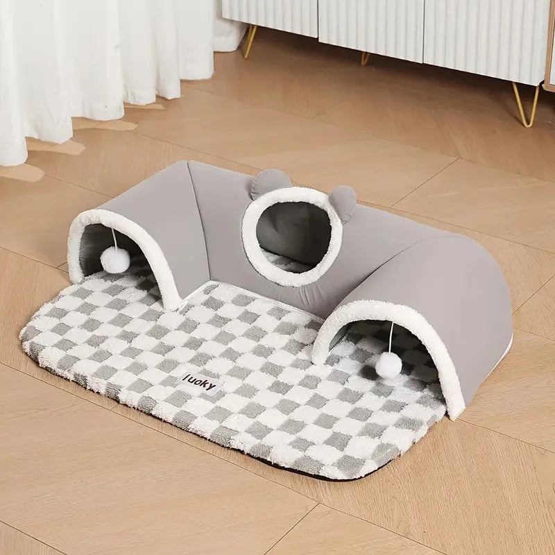 Cueva Túnel para Gatos, Diseño Reno, Cálida