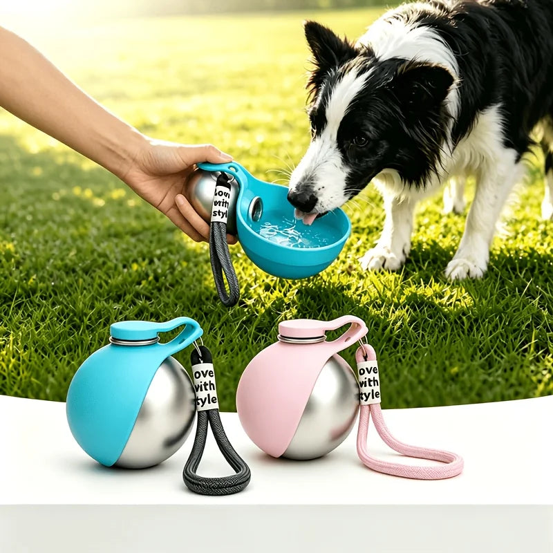 Botella de Agua de Acero Inoxidable para Perros, 285ml, 2 en 1