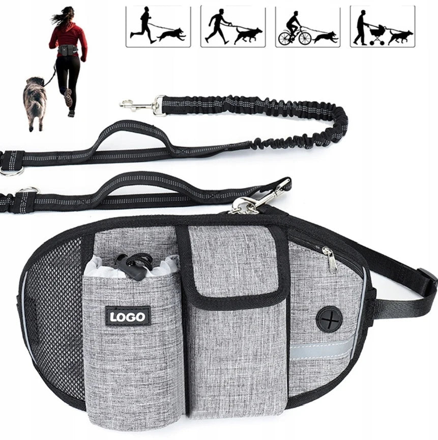 Correa de Cintura Manos Libres para Perros, con Bolsillo Reflectante