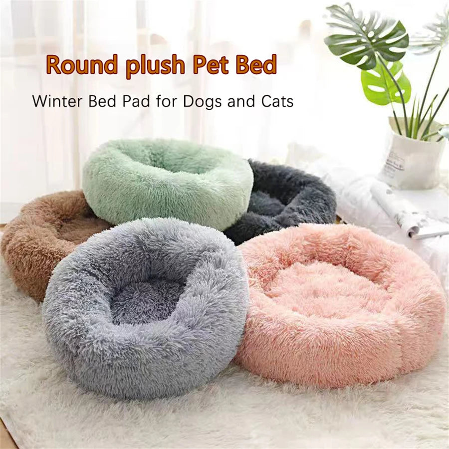 Cama Donut de Peluche para Gatos y Perros Pequeños