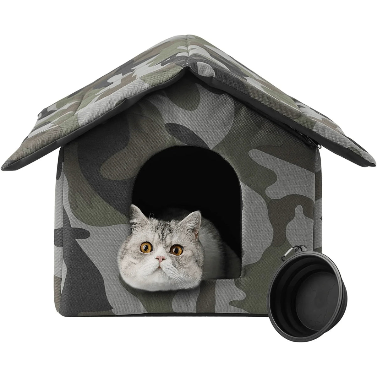 Caseta Plegable de Exterior para Gatos, Resistente al Frío