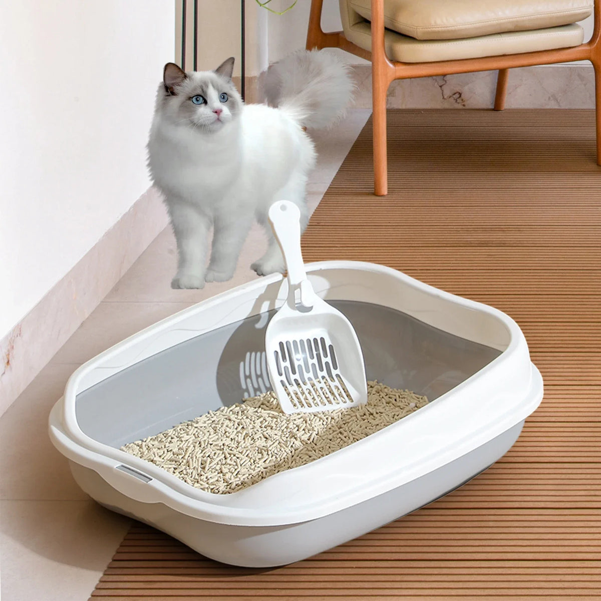 Arenero Semicerrado Antisalpicaduras XL para Gatos
