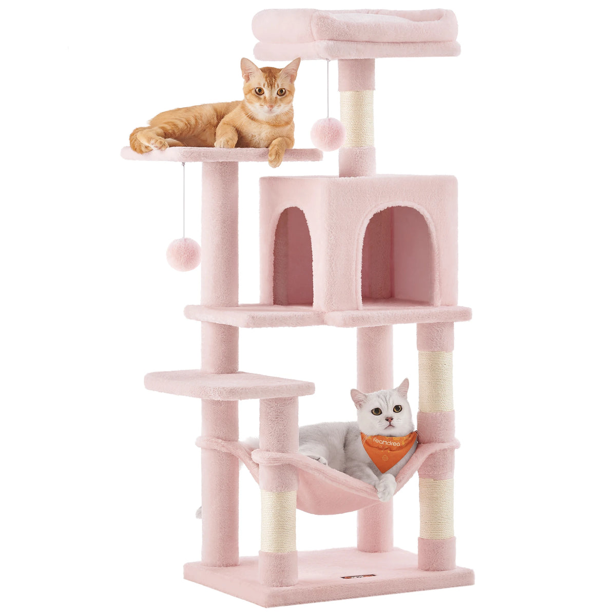 Rascador Feandrea 112 cm para Gatos, con Hamaca, Cueva y 2 Plataformas