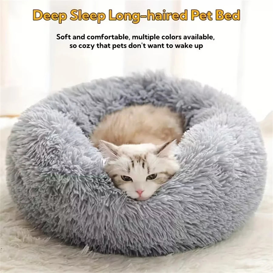 Cama Donut de Peluche para Gatos y Perros Pequeños