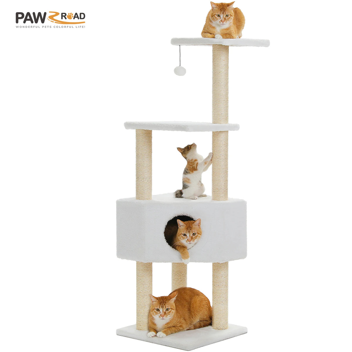 Rascador para Gatos con Casita y Hamaca, 106 cm