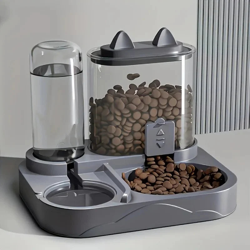 Comedero Automático 2 en 1 para Gatos, Sin Pilas