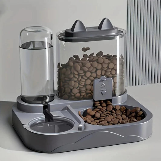 Comedero Automático 2 en 1 para Gatos, Sin Pilas