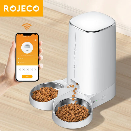 Comedero Automático WiFi ROJECO para Gatos, Control Remoto