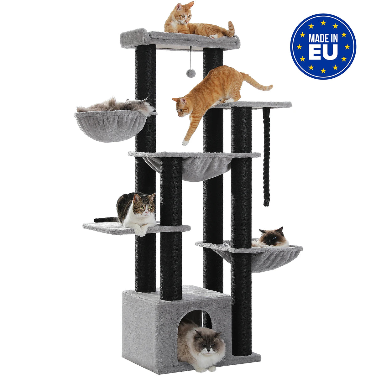 Rascador XL para Gatos Grandes con Hamaca, 170 cm