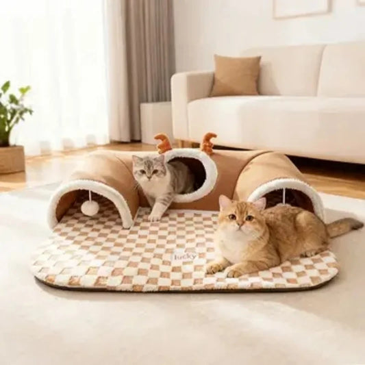 Cueva Túnel para Gatos, Diseño Reno, Cálida