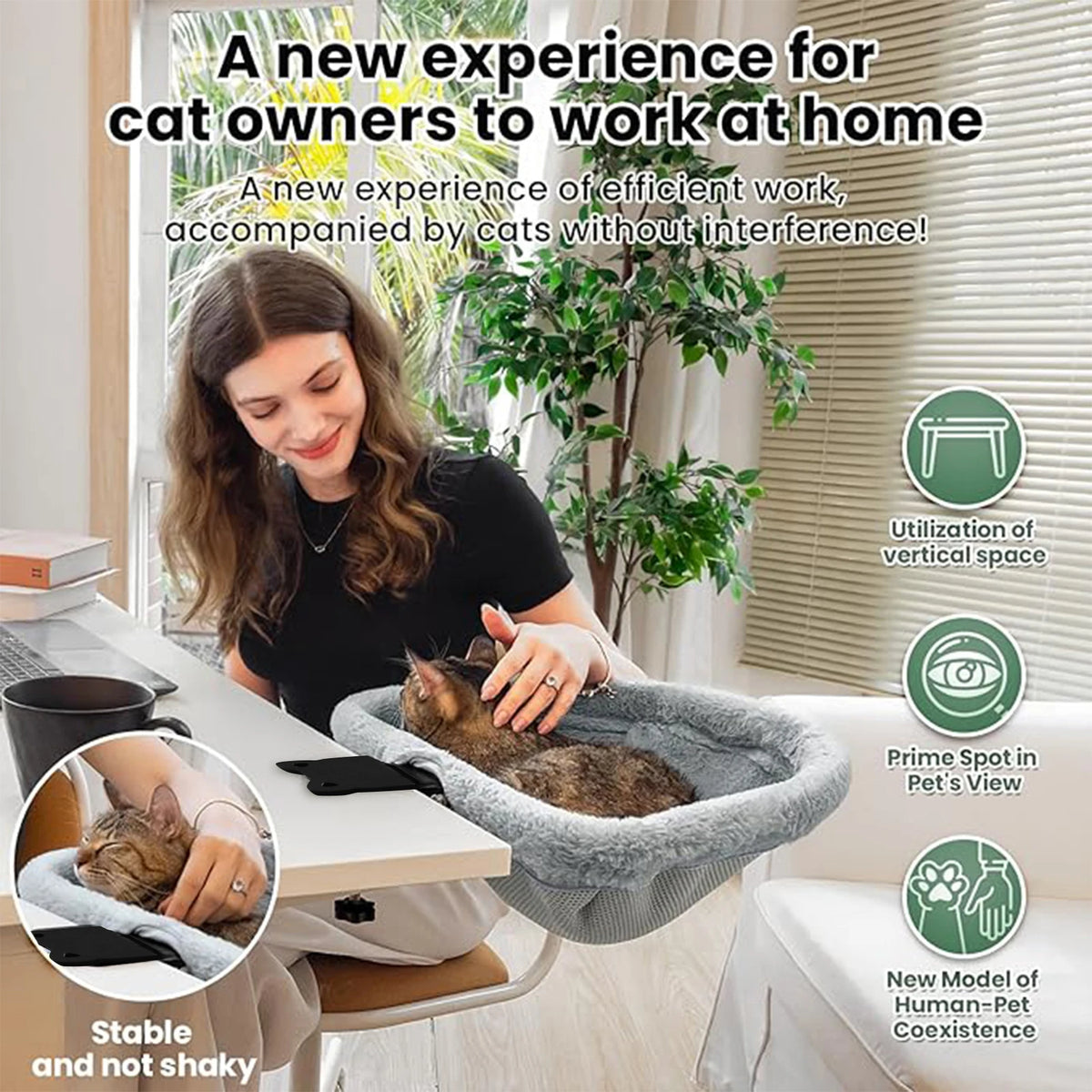 Cama de Escritorio para Gatos, Plegable con Un Clic