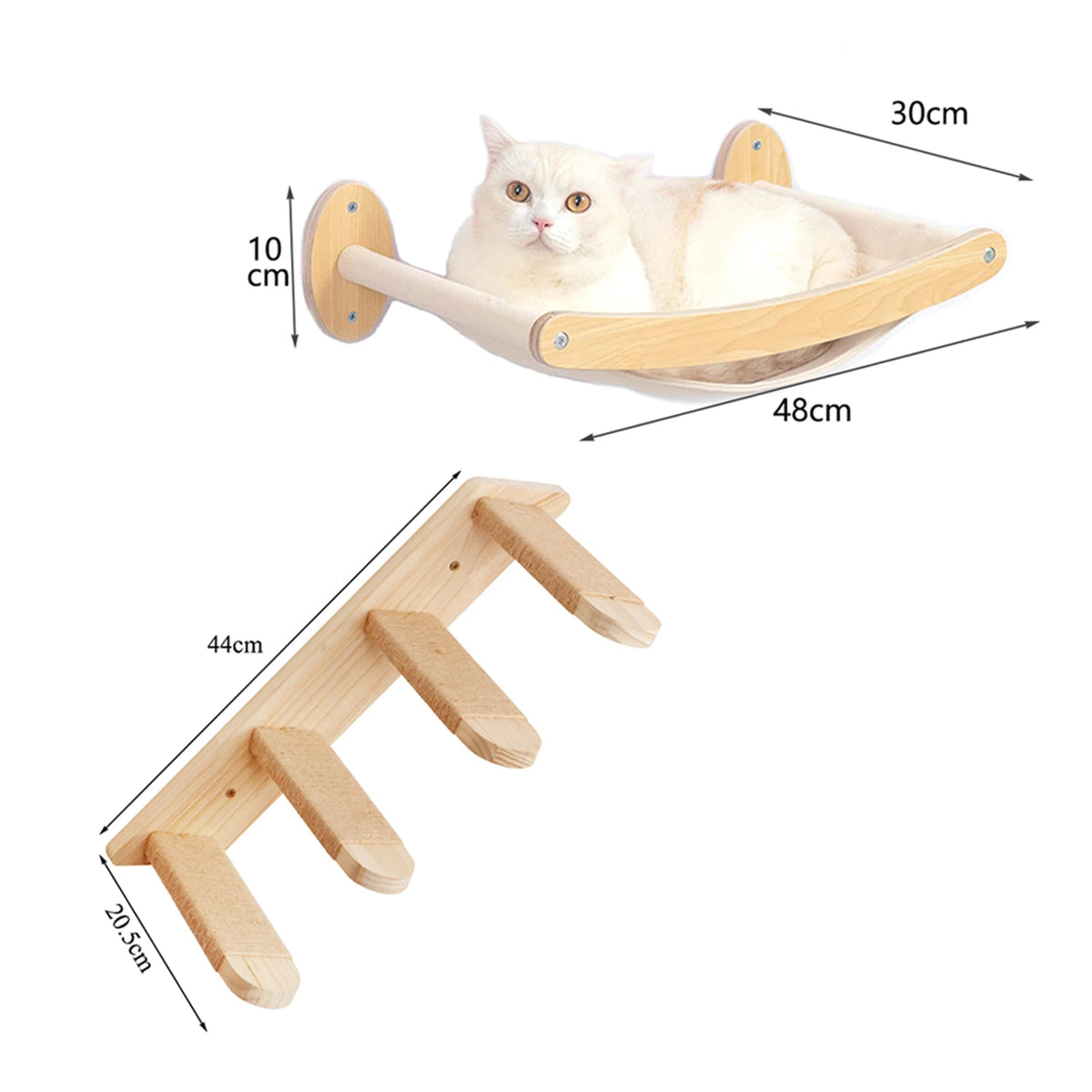 Estantes de Pared para Escalada de Gatos, Madera Natural