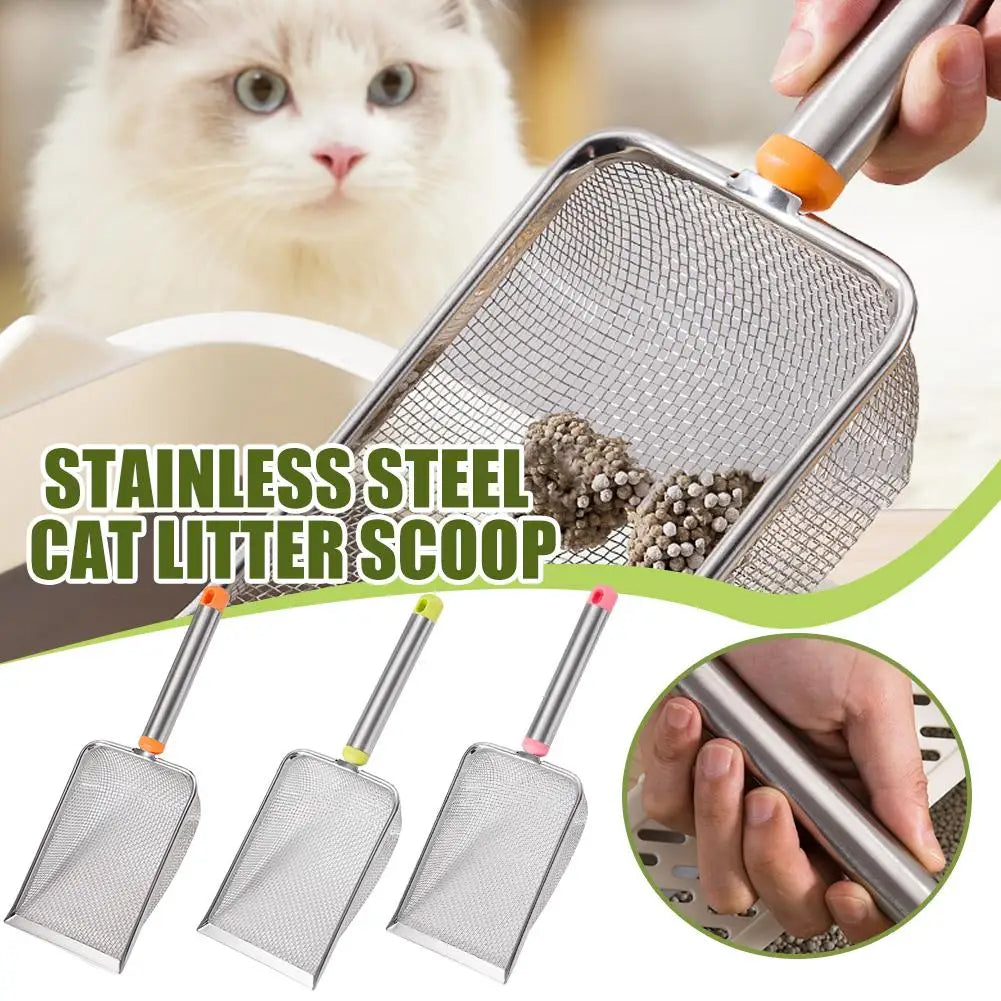 Pala Recogedora de Arena para Gatos, Acero Inoxidable