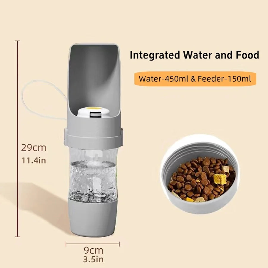 Botella Portátil de Agua y Comida para Perros y Gatos