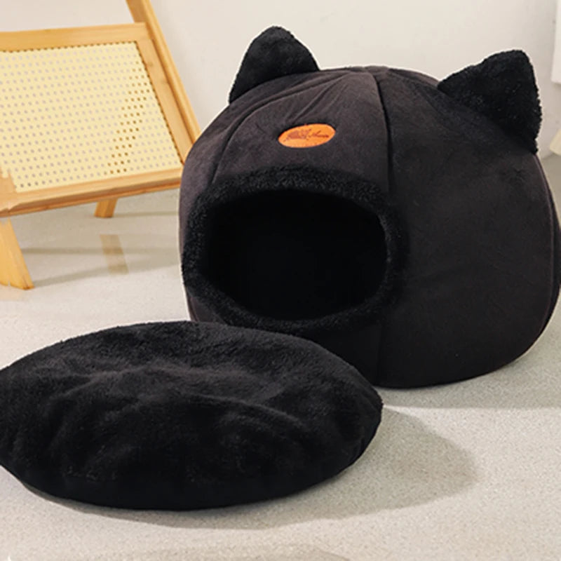 Cueva Cama de Invierno para Gatos, Extraíble y Cálida
