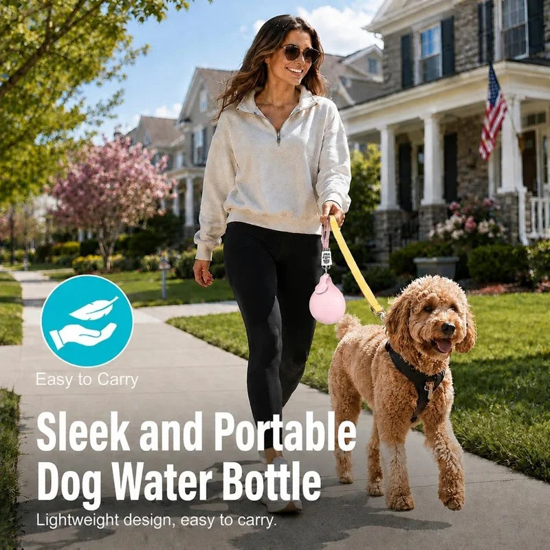 Botella de Agua de Acero Inoxidable para Perros, 285ml, 2 en 1