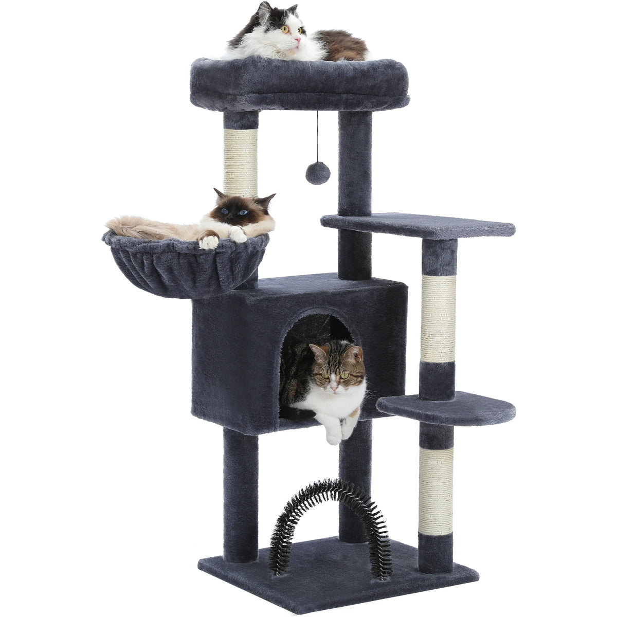 Rascador para Gatos con Casita y Hamaca, 106 cm