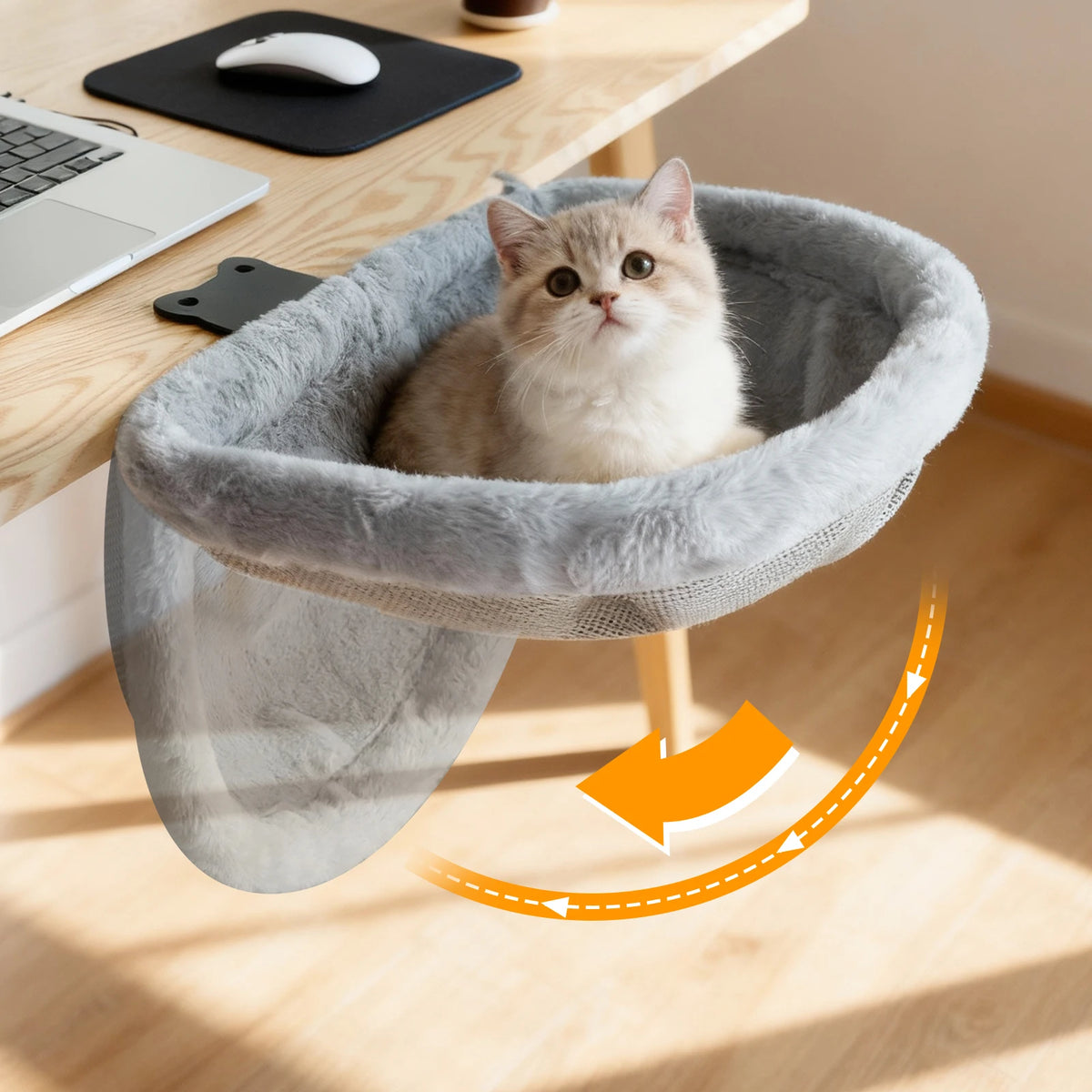 Cama de Escritorio para Gatos, Plegable con Un Clic