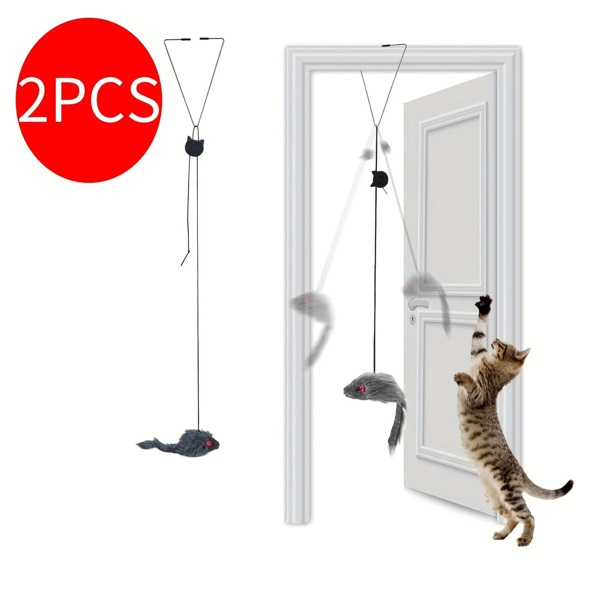 Juguete Raton Colgante Interactivo para Gatos, en Puerta