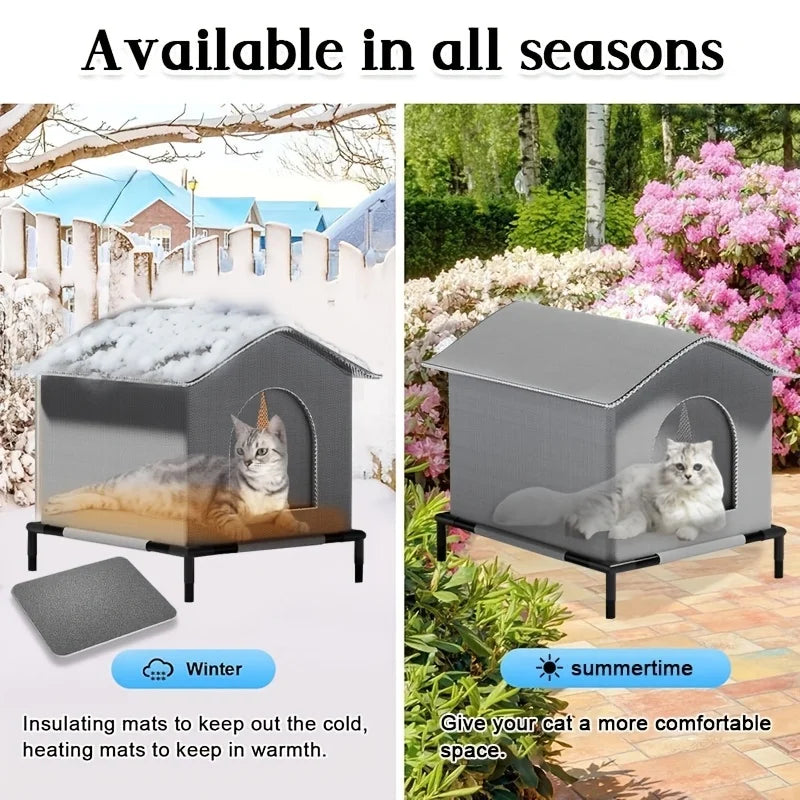 Caseta Impermeable Plegable para Gatos de Exterior