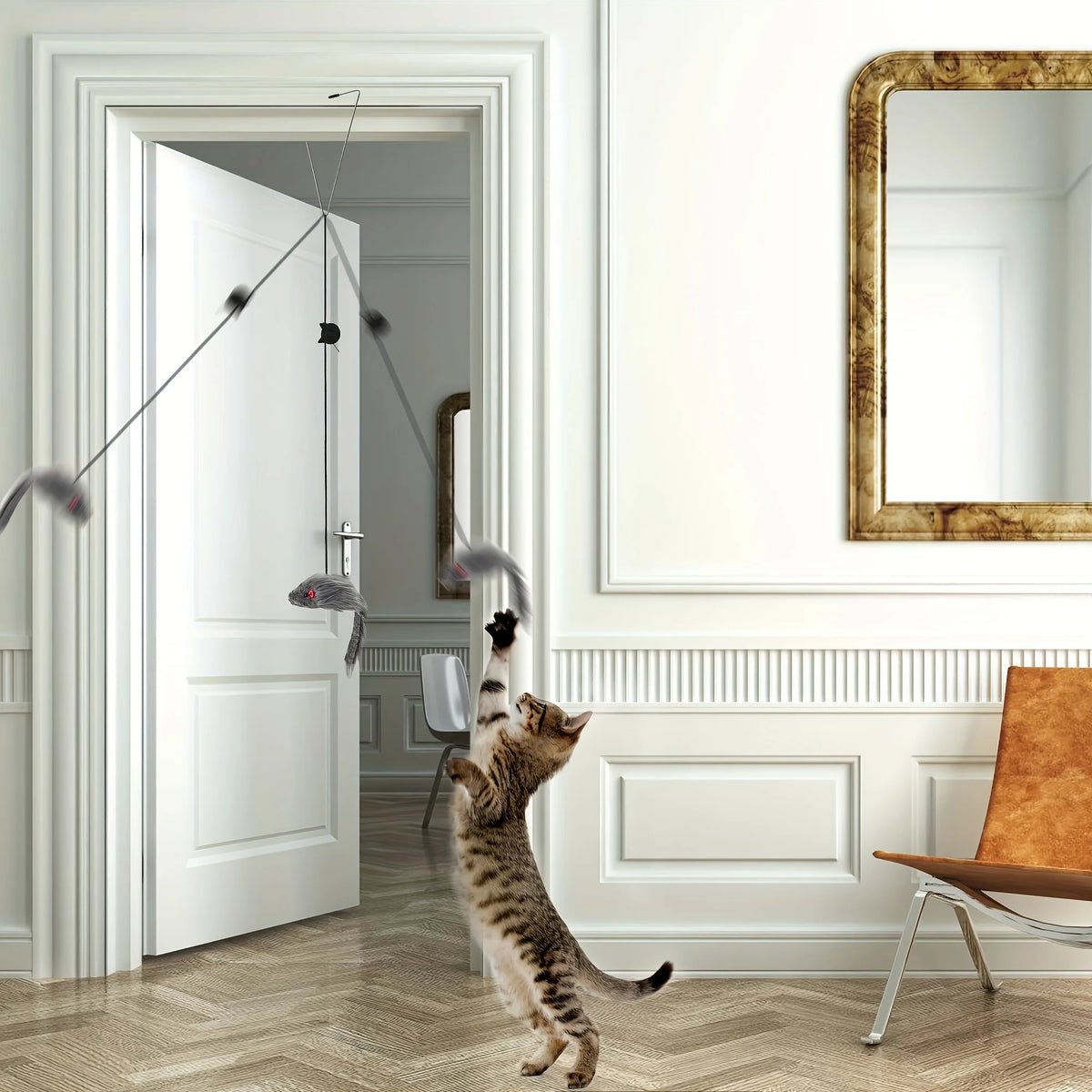 Juguete Raton Colgante Interactivo para Gatos, en Puerta