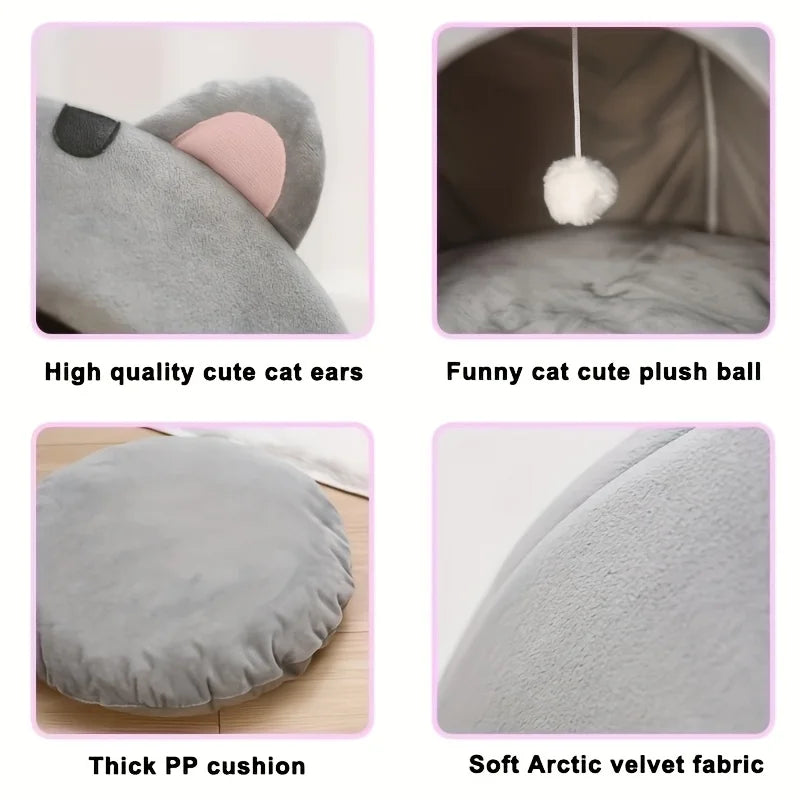 Cueva Cama para Gatos y Perros Pequeños, Diseño Divertido