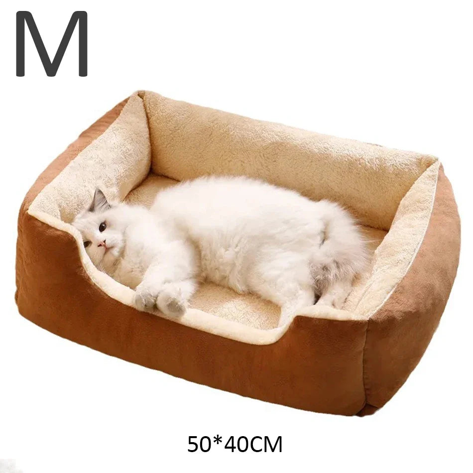Cesta Cama de Peluche para Gatos y Perros Pequeños
