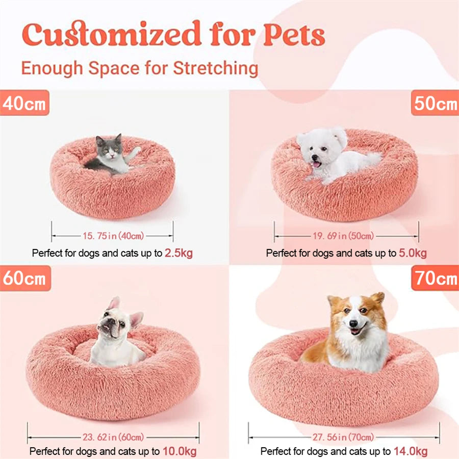 Cama Donut de Peluche para Gatos y Perros Pequeños