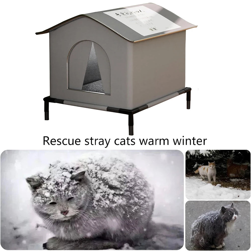 Caseta Impermeable Plegable para Gatos de Exterior