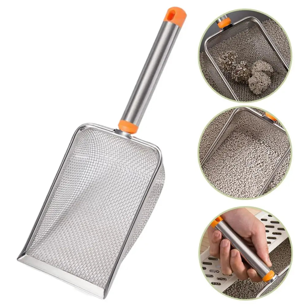 Pala Recogedora de Arena para Gatos, Acero Inoxidable