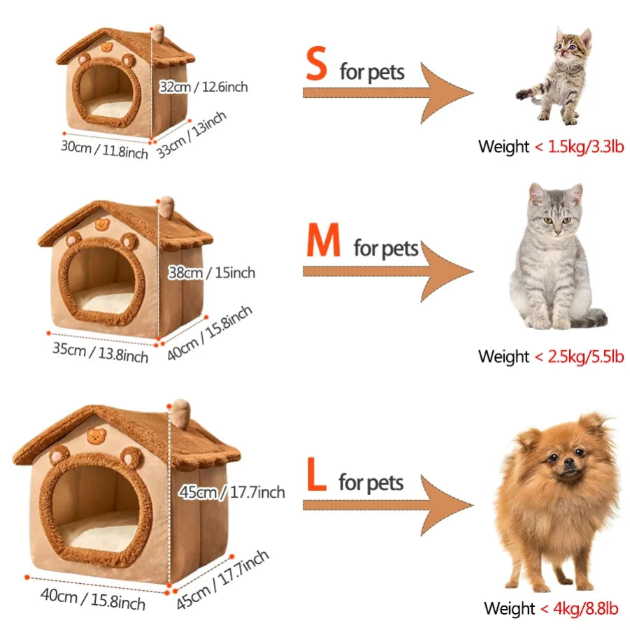 Casa-Cueva Sofa Plegable y Lavable para Mascotas Pequenas
