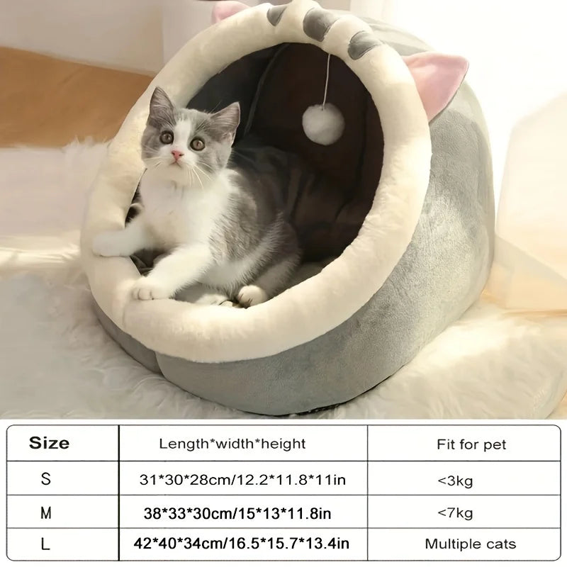 Cueva Cama Suave para Gatos, Cálida y Acogedora