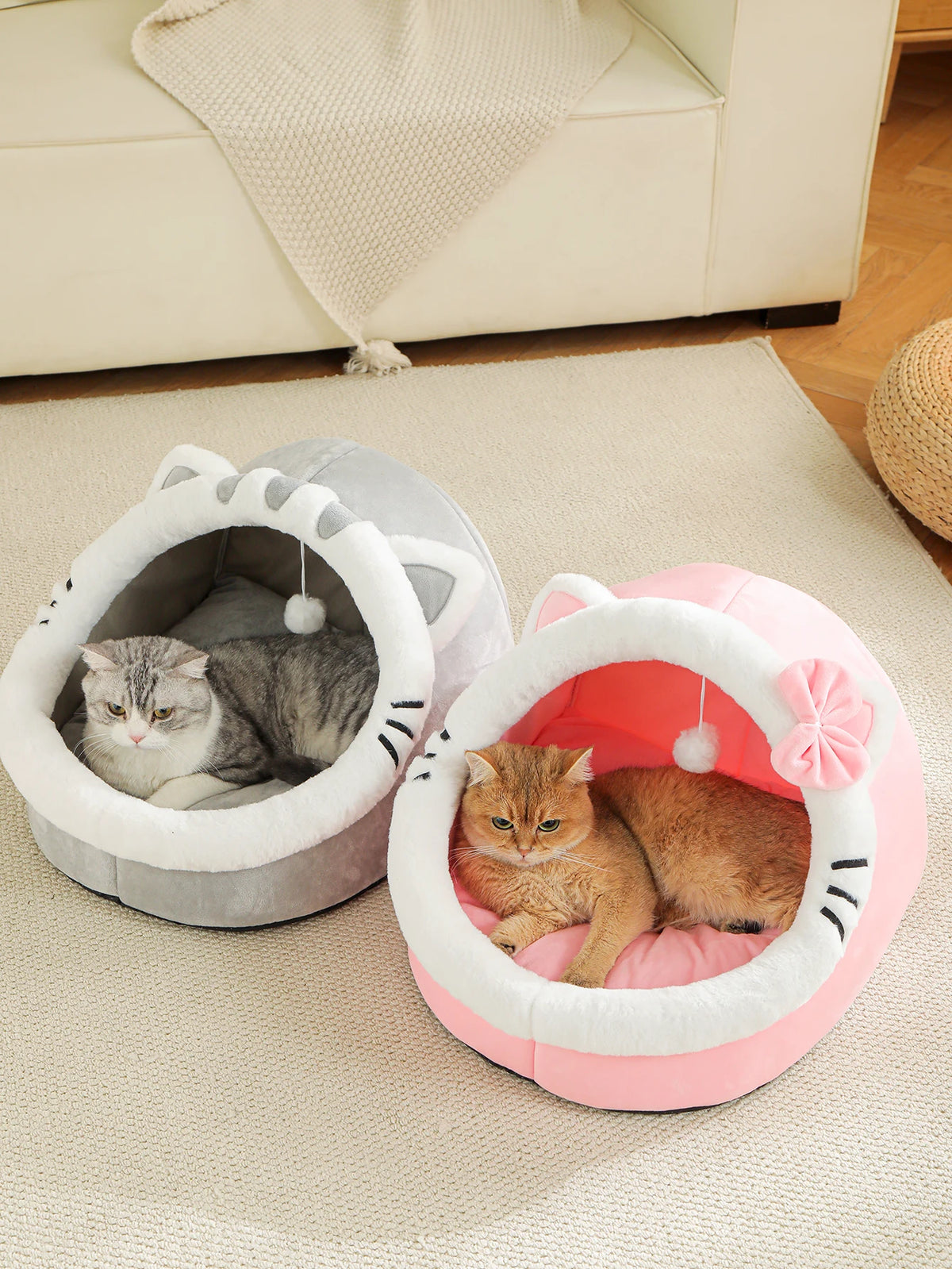 Cueva Cama Suave para Gatos, Cálida y Acogedora