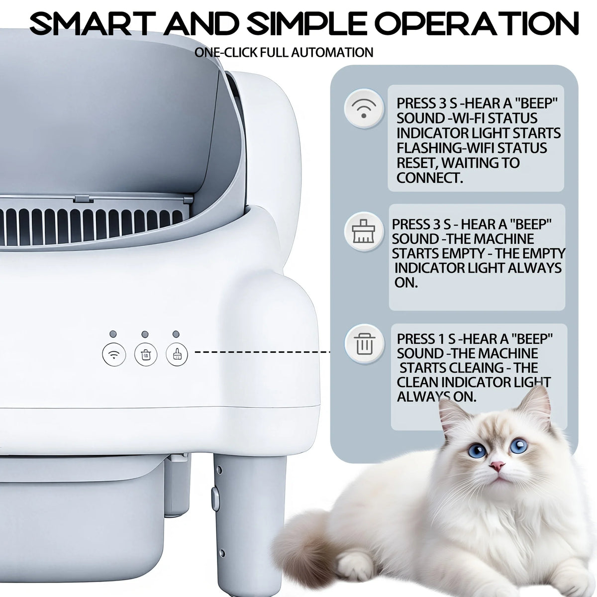 Arenero Eléctrico Autolimpiante para Gatos, WiFi y App