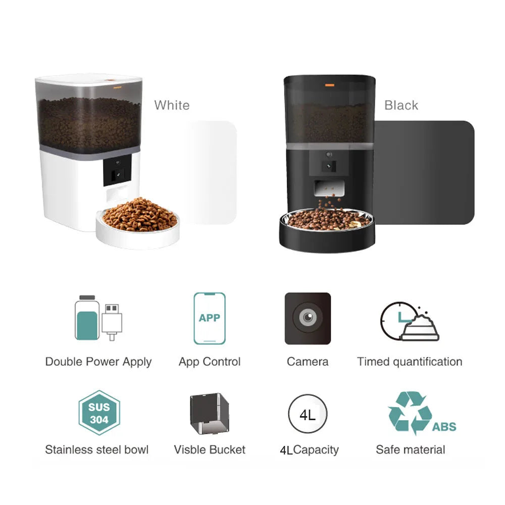 Comedero Automático 4L con Camara HD para Gatos y Perros