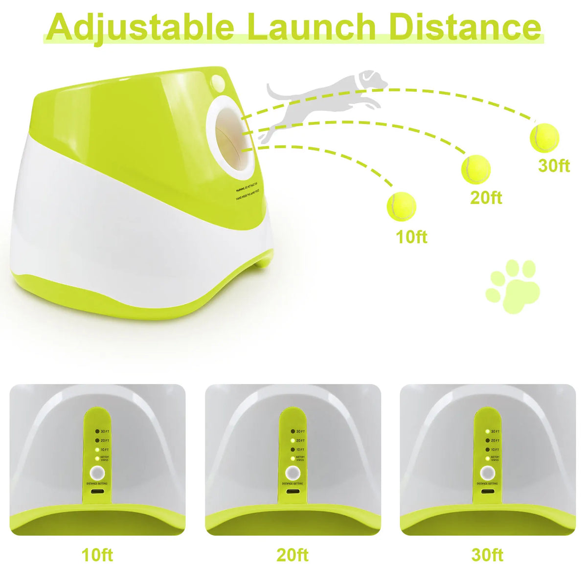 Lanzador Automático de Pelotas para Perros, Recargable